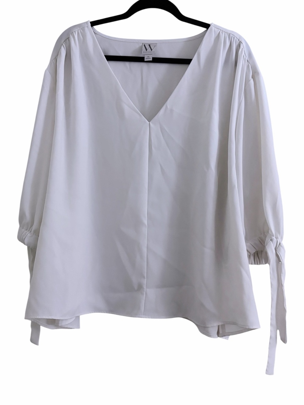 Worthington Solid White Plus Size Blouse 3X EUC